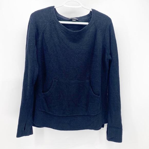 Barefoot Dreams cozychic lite fuzzy ho Lo thumb holes warm shirt black soft sz S - Picture 1 of 8